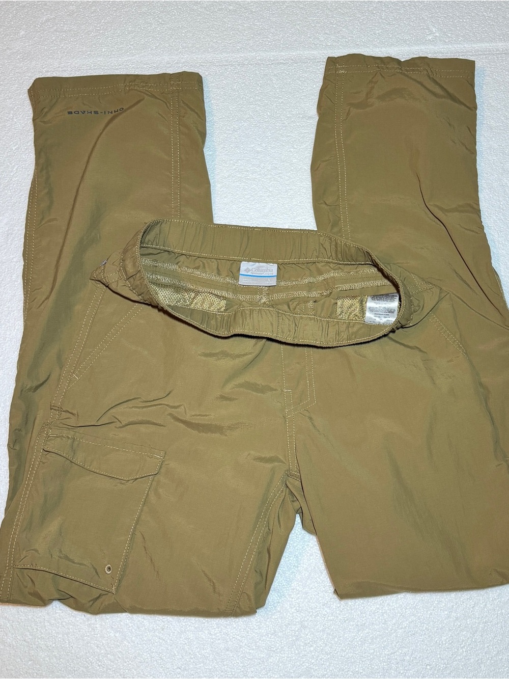 Columbia Boys Hiking Cargo Pants Straight Leg Outdoors Tan Omni Shade L 14/16